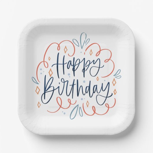Assiettes En Carton Plaques papier Joyeuses d'anniversaire (Recto)