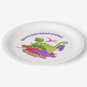 Assiettes En Carton Plaques papier joyeuses pour l'anniversaire - Dino (Angle)
