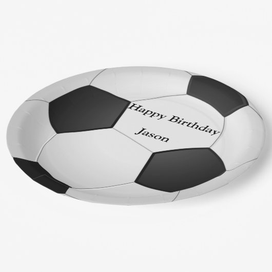 Assiettes En Carton Plaques papier "Joyeux anniversaire" de football (Angle)