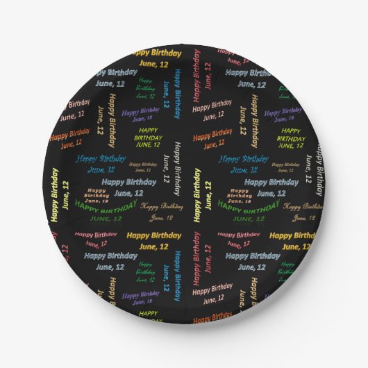 Assiettes En Carton Plaques papier Juin, 12 Anniversaire (Devant)