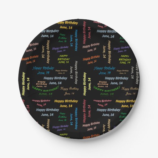 Assiettes En Carton Plaques papier Juin, 14 Anniversaire (Devant)
