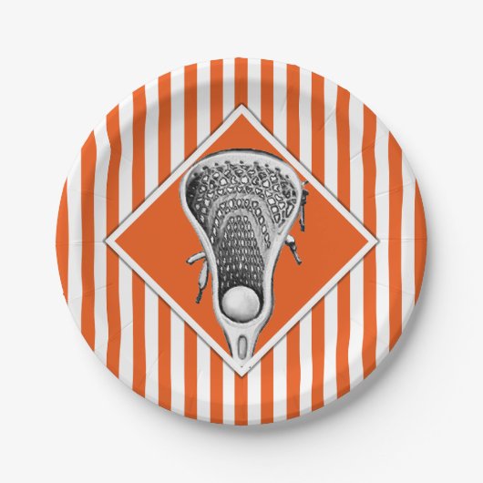 Assiettes En Carton Plaques papier Lacrosse Orange Team Party (Devant)