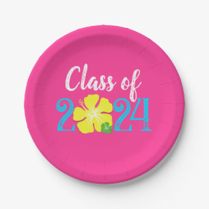 Assiettes En Carton Plaques Papier Luau Tropical Pink Graduation