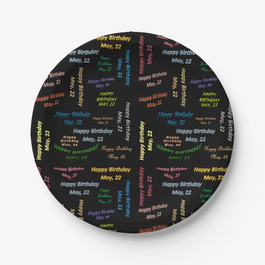 Assiettes En Carton Plaques papier mai, 22 Anniversaire (Devant)