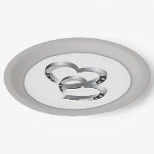 Assiettes En Carton Plaques papier mariage 9" - Deux coeurs (Angle)