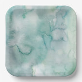 Assiettes En Carton Plaques papier Mariage Aqua Blue Watercolor (Recto)