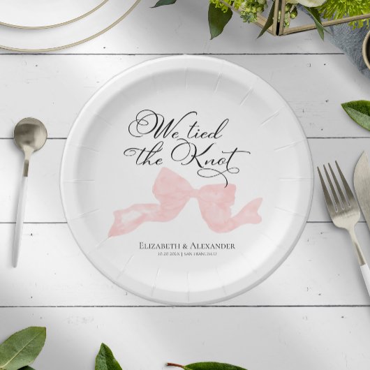 Assiettes En Carton Plaques papier Mariage aquarelle | Bow rose