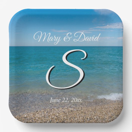 Assiettes En Carton Plaques papier Mariage Blue Paradise (Recto)