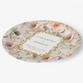 Assiettes En Carton Plaques papier Mariage Blush Gold uniques (Angle)