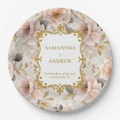 Assiettes En Carton Plaques papier Mariage Blush Gold uniques (Devant)