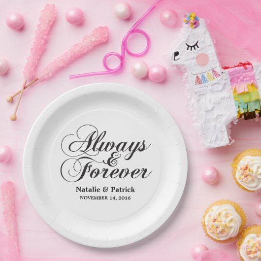 Assiettes En Carton Plaques papier Mariage Ebony Always & Forever (Fête)