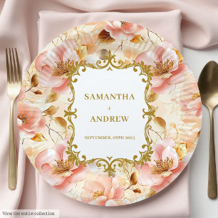 Assiettes En Carton Plaques papier Mariage en or brillant