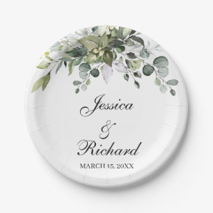 Assiettes En Carton Plaques papier Mariage Eucalyptus Watercolor