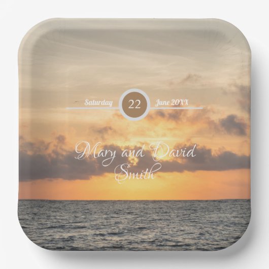 Assiettes En Carton Plaques papier Mariage Folly Beach Morning (Recto)