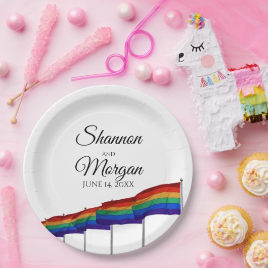 Assiettes En Carton Plaques papier Mariage gay pride Rainbow Flag (Fête)