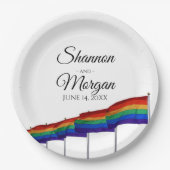 Assiettes En Carton Plaques papier Mariage gay pride Rainbow Flag (Devant)