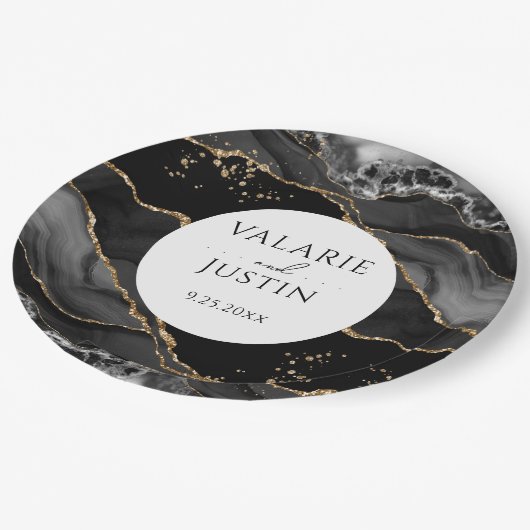 Assiettes En Carton Plaques papier Mariage pour Agate de Parties scint (Angle)