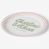 Assiettes En Carton Plaques papier Mariage rétro-écriture Pastel (Angle)
