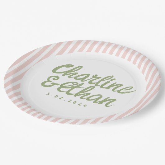 Assiettes En Carton Plaques papier Mariage rétro-écriture Pastel (Angle)