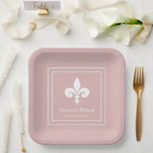 Assiettes En Carton Plaques papier Mariages Dusty Rose Fleur de Lis