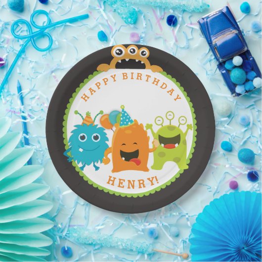 Assiettes En Carton Plaques Papier Monster Birthday Party (Fête)