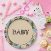 Assiettes En Carton Plaques papier Moose et baby shower mobile (Fête)
