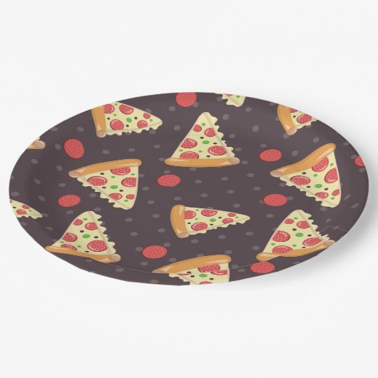 Assiettes En Carton Plaques papier motif de la Pizza Party (Angle)