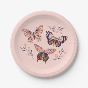 Assiettes En Carton Plaques papier Motif papillon d'anniversaire