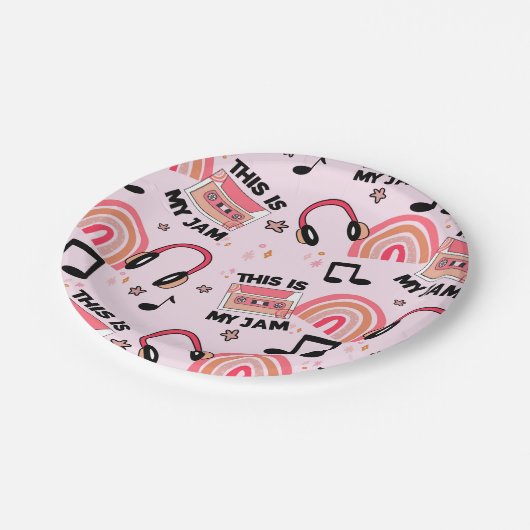 Assiettes En Carton Plaques papier Motif Retro Dance Party (Angle)