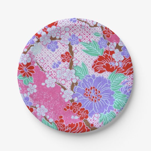 Assiettes En Carton Plaques papier Motif Sakura japonaises (Devant)