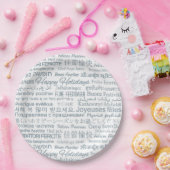 Assiettes En Carton Plaques papier multilingues "Happy Holidays" (Fête)