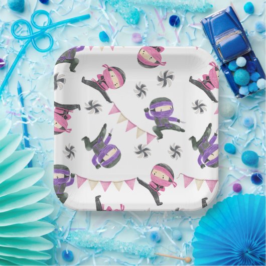 Assiettes En Carton Plaques papier Ninja Party | Plaques Ninja (Fête)