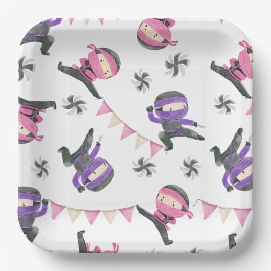 Assiettes En Carton Plaques papier Ninja Party | Plaques Ninja (Recto)