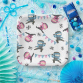 Assiettes En Carton Plaques papier Ninja rose et bleu (Fête)