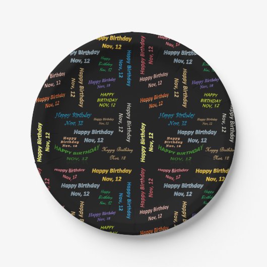 Assiettes En Carton Plaques papier novembre, 12 Anniversaire (Devant)