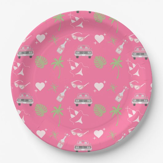 Assiettes En Carton Plaques Papier Palm Springs Bachelorette (Devant)
