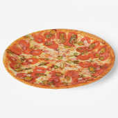Assiettes En Carton Plaques papier Pepperoni et fromage Pizza Party (Angle)