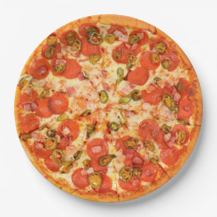 Assiettes En Carton Plaques papier Pepperoni et fromage Pizza Party