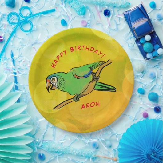 Assiettes En Carton Plaques papier perroquet d'anniversaire joyeuses (Fête)