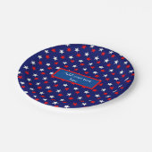 Assiettes En Carton Plaques papier personnalisées Rouge & Blanc Étoile (Angle)