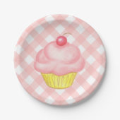 Assiettes En Carton Plaques Papier Ping En vichy Cupcake (Devant)