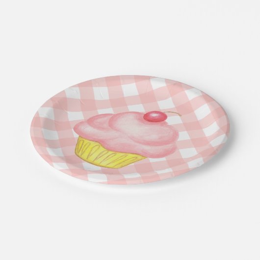 Assiettes En Carton Plaques Papier Ping En vichy Cupcake (Angle)