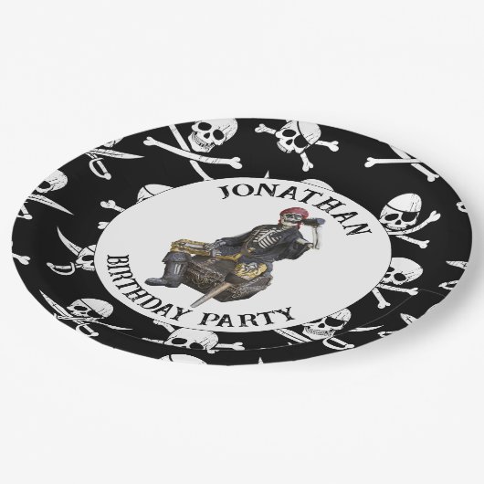 Assiettes En Carton Plaques papier Pirate SkELETON (Angle)