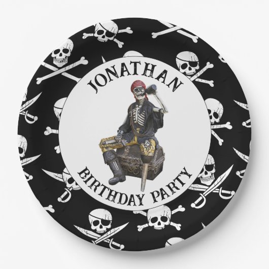 Assiettes En Carton Plaques papier Pirate SkELETON (Devant)