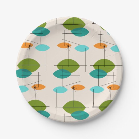 Assiettes En Carton Plaques papier Retro Atomic Mobile Motif (Devant)