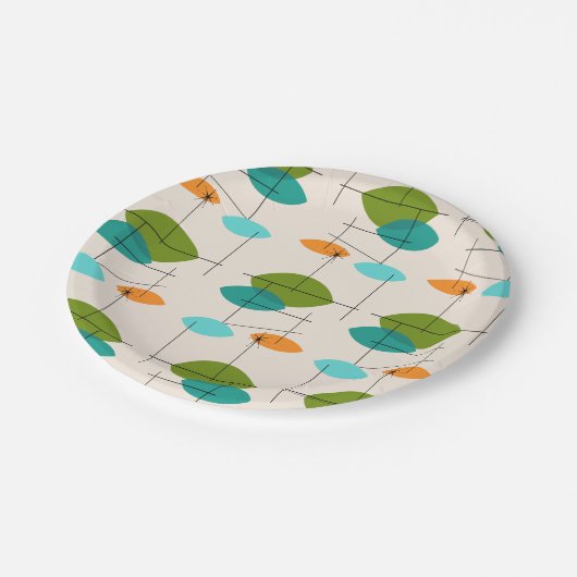 Assiettes En Carton Plaques papier Retro Atomic Mobile Motif (Angle)