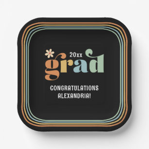 Assiettes En Carton Plaques papier Retro Boho Daisy 2025 Grad Party