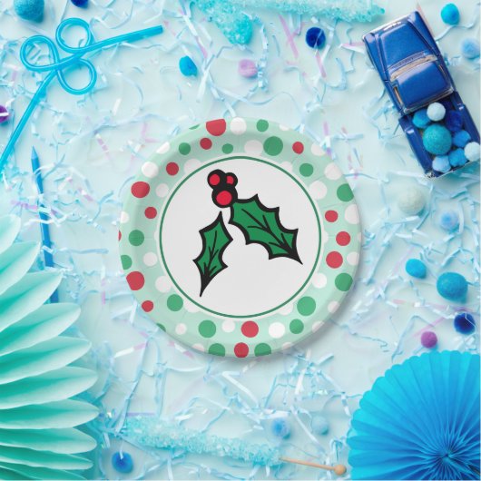 Assiettes En Carton Plaques papier Retro Holly Noël (Fête)