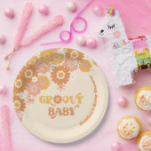 Assiettes En Carton Plaques papier rétro les années 70 baby shower sup (Fête)