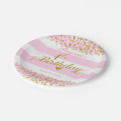 Assiettes En Carton Plaques papier rose blanc & or 1ER ANNIVERSAIRE (Angle)